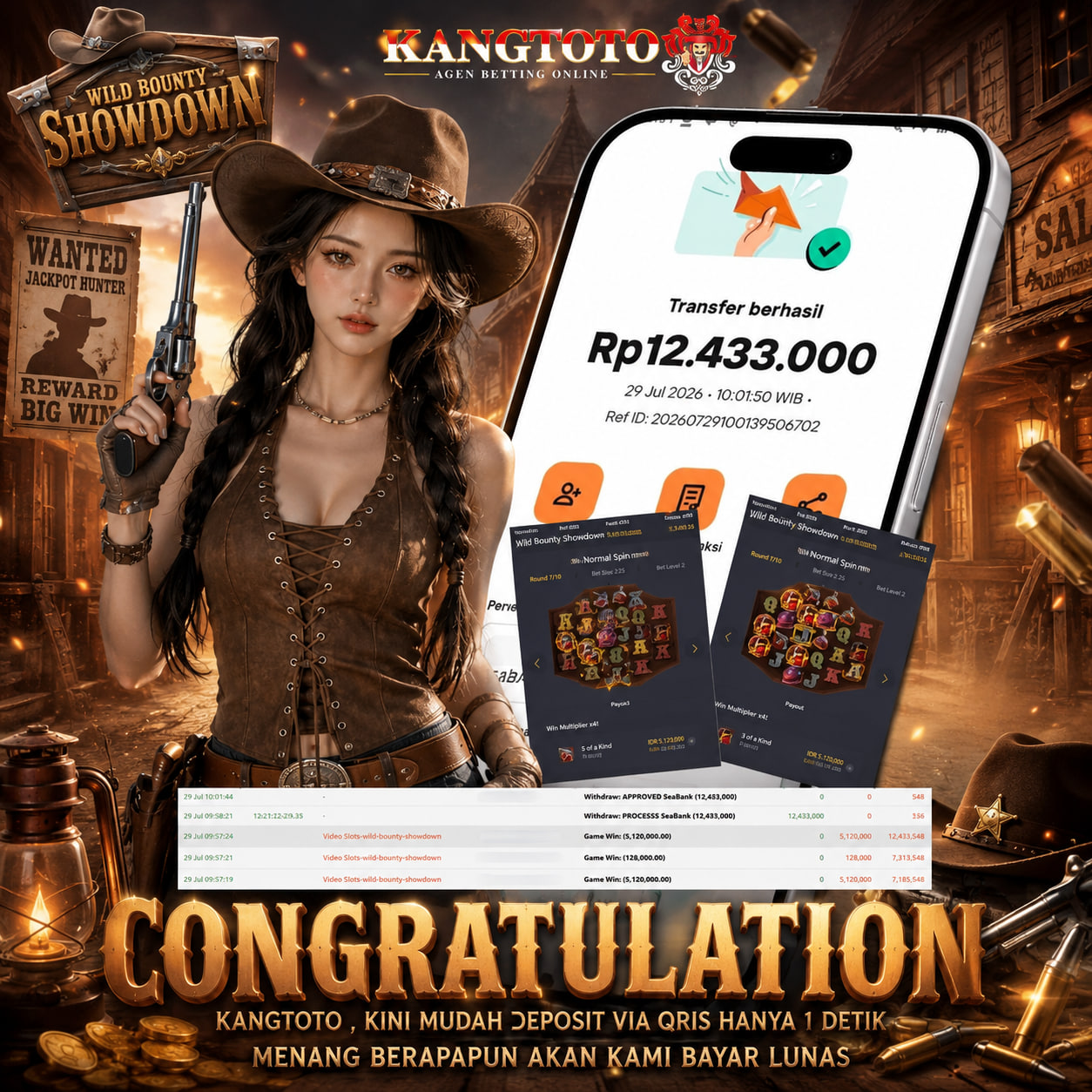 SENSASI WILD BOUNTY SHOWDOWN JACKPOT RP 12,000,000 DIBAYAR