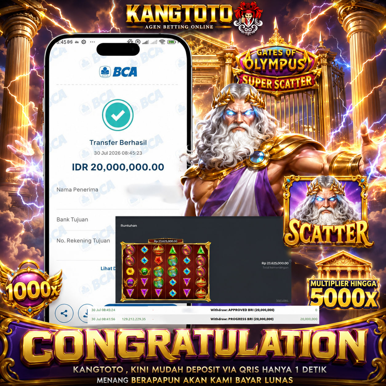 SAMBARAN PETIR ZEUS RP 20,000,000 LUNAS !!