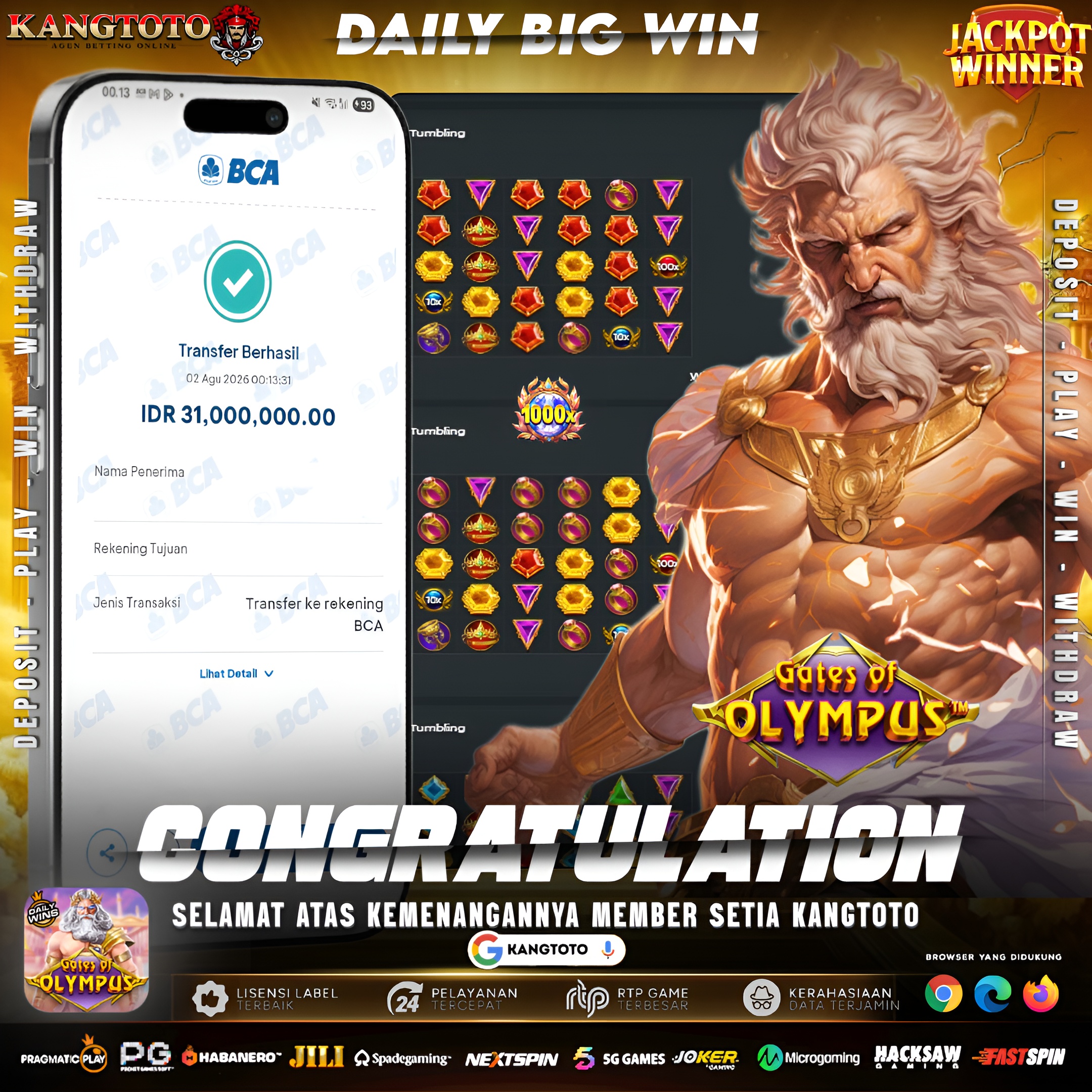 ⚡ PETIR ZEUS KEMBALI MENYAMBAR! ⚡Rp 31.000.000 di permainan Gates of Olympus! 💸🔥