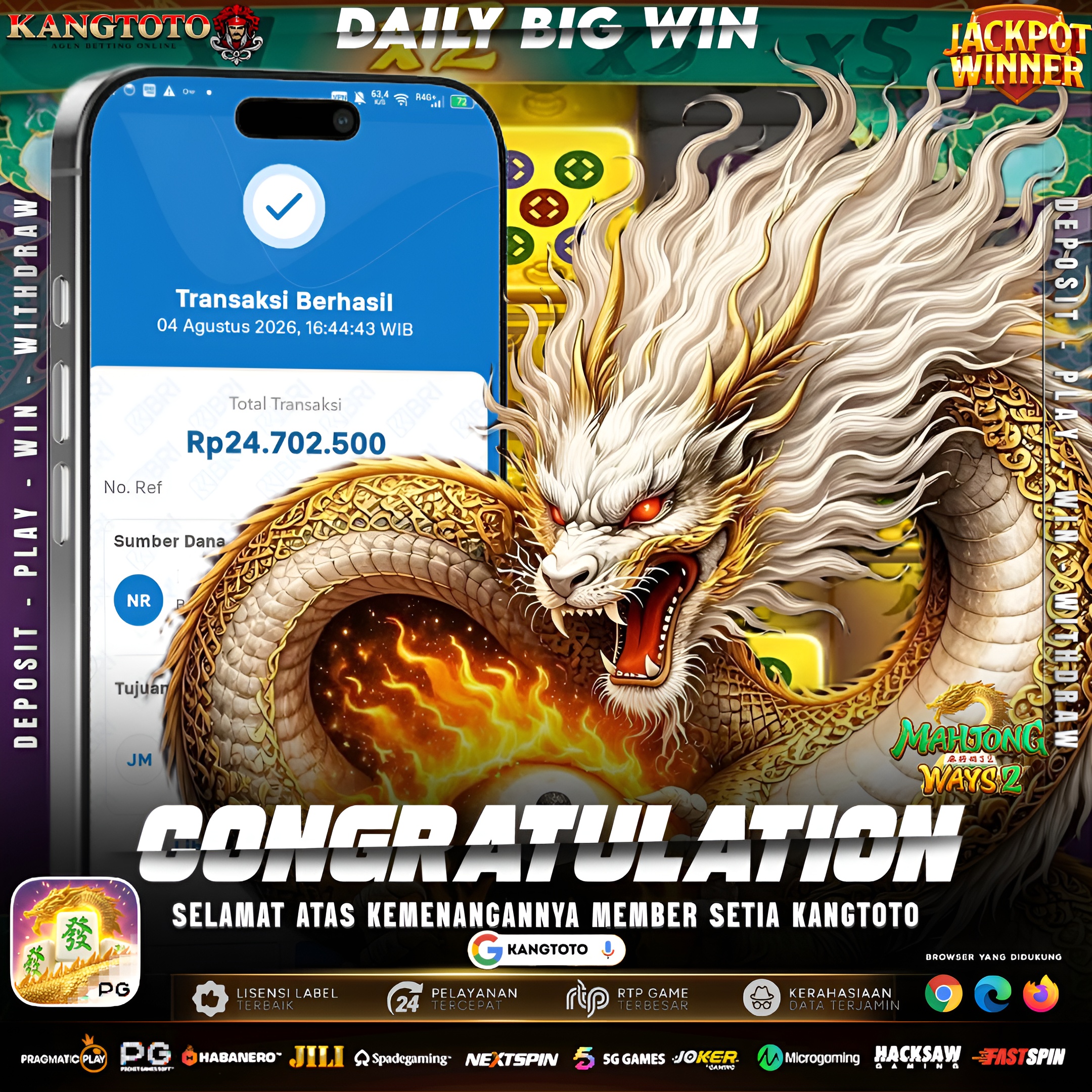 🐉 NAGA EMAS BERAKSI, NAGA Mahjong Ways 2 MENARI! Rp 24.702.500 🐉