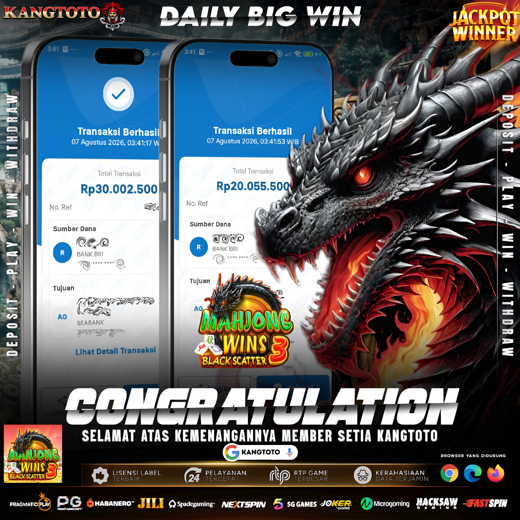 🐉 NAGA HITAM PECAH DUA KALI! TOTAL WD RP 50.058.000 CAIR TANPA HENTI DI KANGTOTO! 🐉