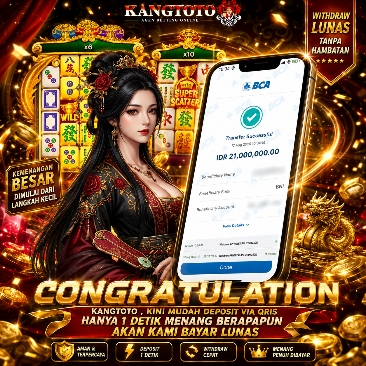 NAGA MAHJONG NGAMUK LAGI JACKPOT RP 21,000,000 LANGSUNG CAIR!