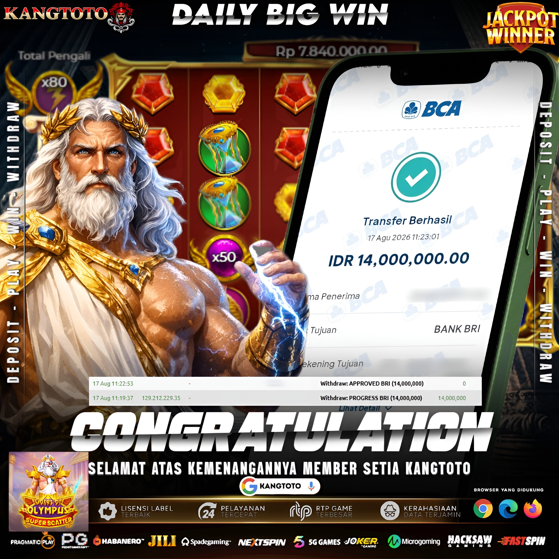 PETIR KAKEK ZEUS SAMBAR PERKALIAN x80 & x50! WITHDRAW Rp 14.000.000 CAIR KILAT!