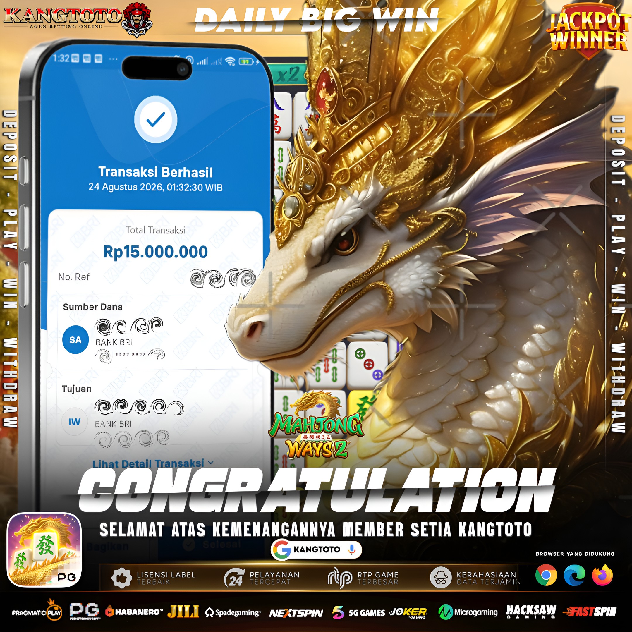 🐉 NAGA EMAS MAHJONG WAYS 2 BERAKSI! WD Rp 15.000.000 CAIR KILAT! 🐉