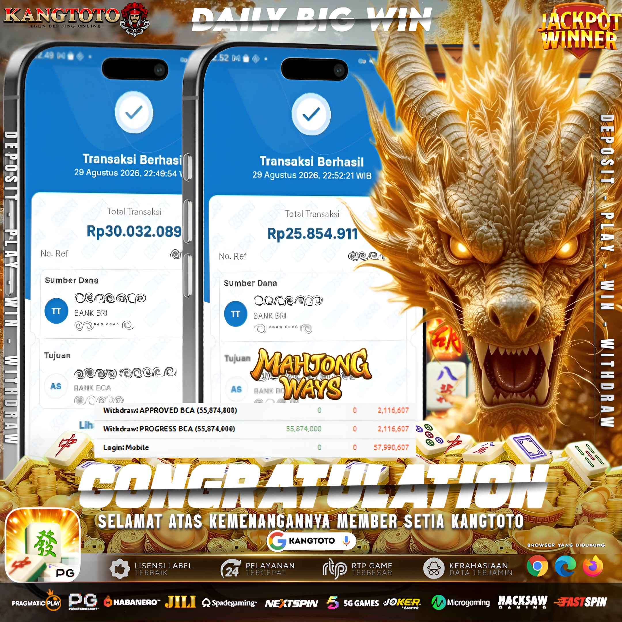 🐉 JACKPOT WINNER! MAHJONG WAYS BUKTI NYATA WD Rp 55.874.000,BUKAN KALENG-KALENG! 🐉