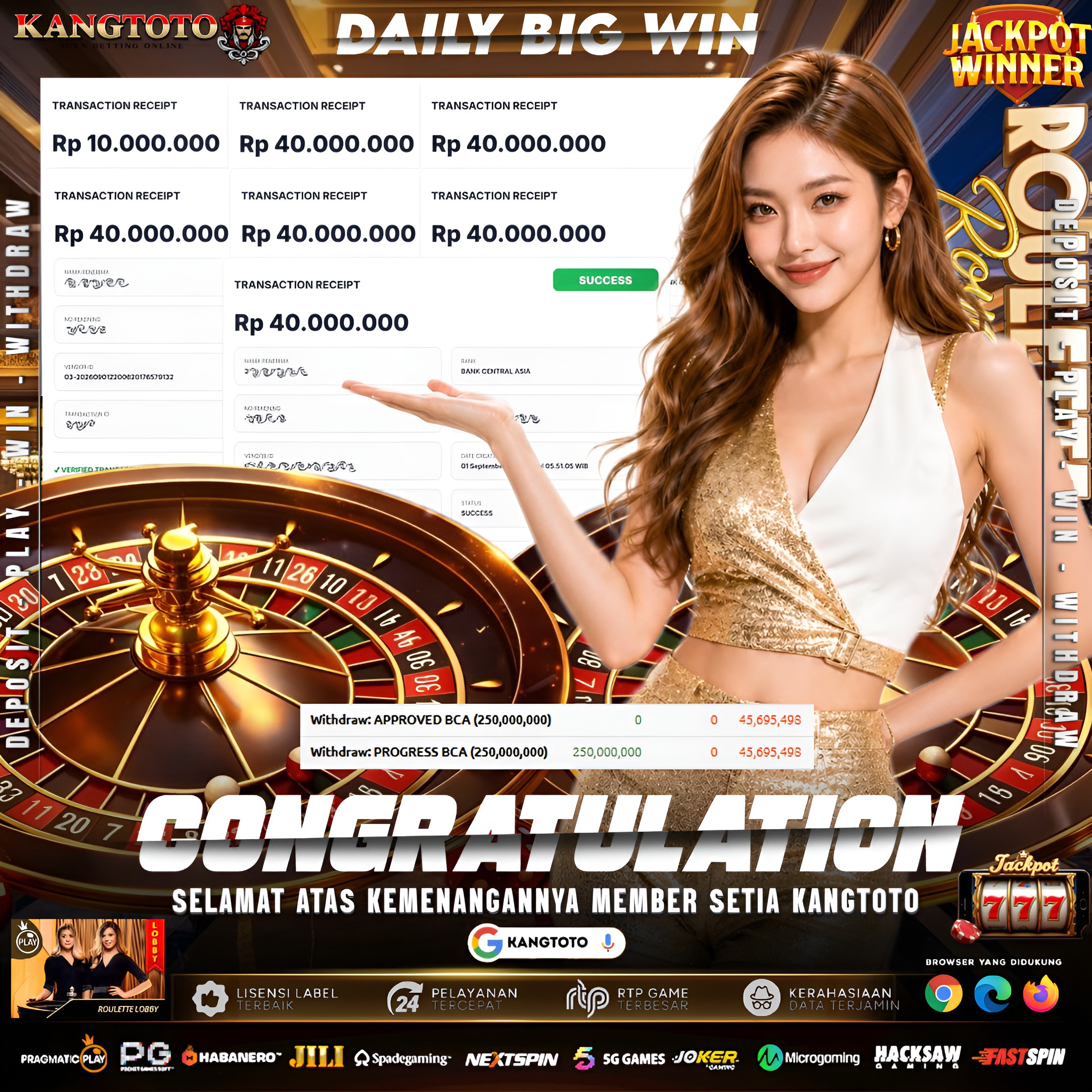 👑 DAILY BIG WIN! PENARIKAN SUPER JUMBO 250.000.000 !DI MEJA ROULETTE KANGTOTO