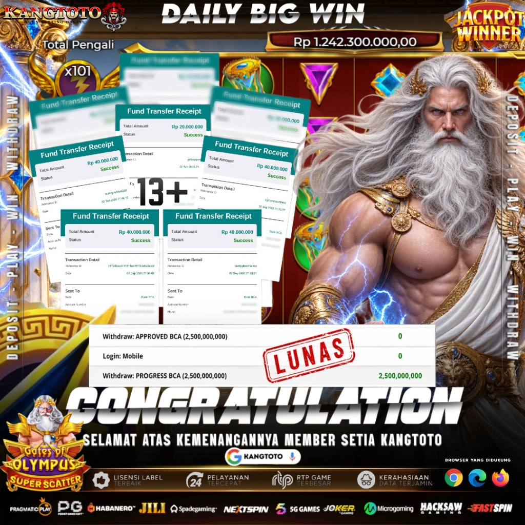 JACKPOT GATE OF OLYMPUS SUPER SCATTER 2.5 M BAYAR LUNAS ! TANPA RIBET
