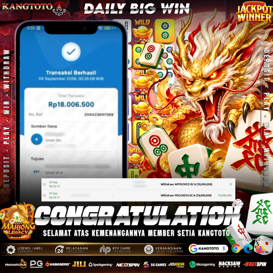 MAHJONG LEGACY PECAH NAGA! WITHDRAW RP 18.006.500 LUNAS DI KANGTOTO!