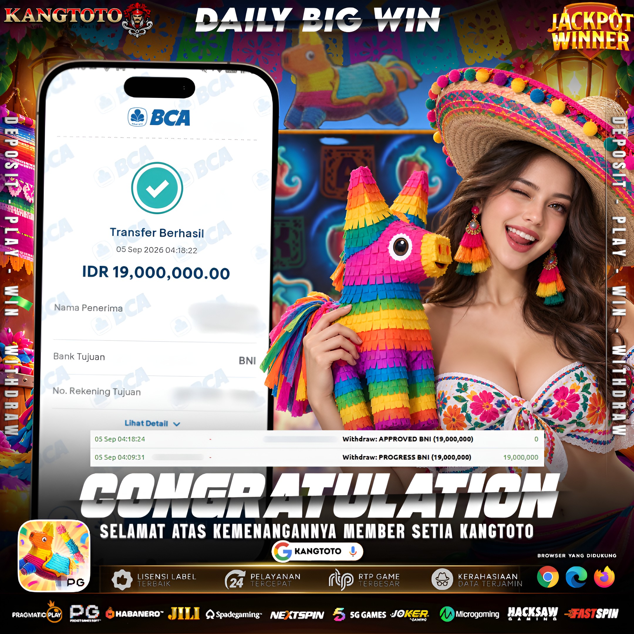 PINTA WINS PECAH PERKALIAN! WITHDRAW RP 19.000.000 LUNAS!