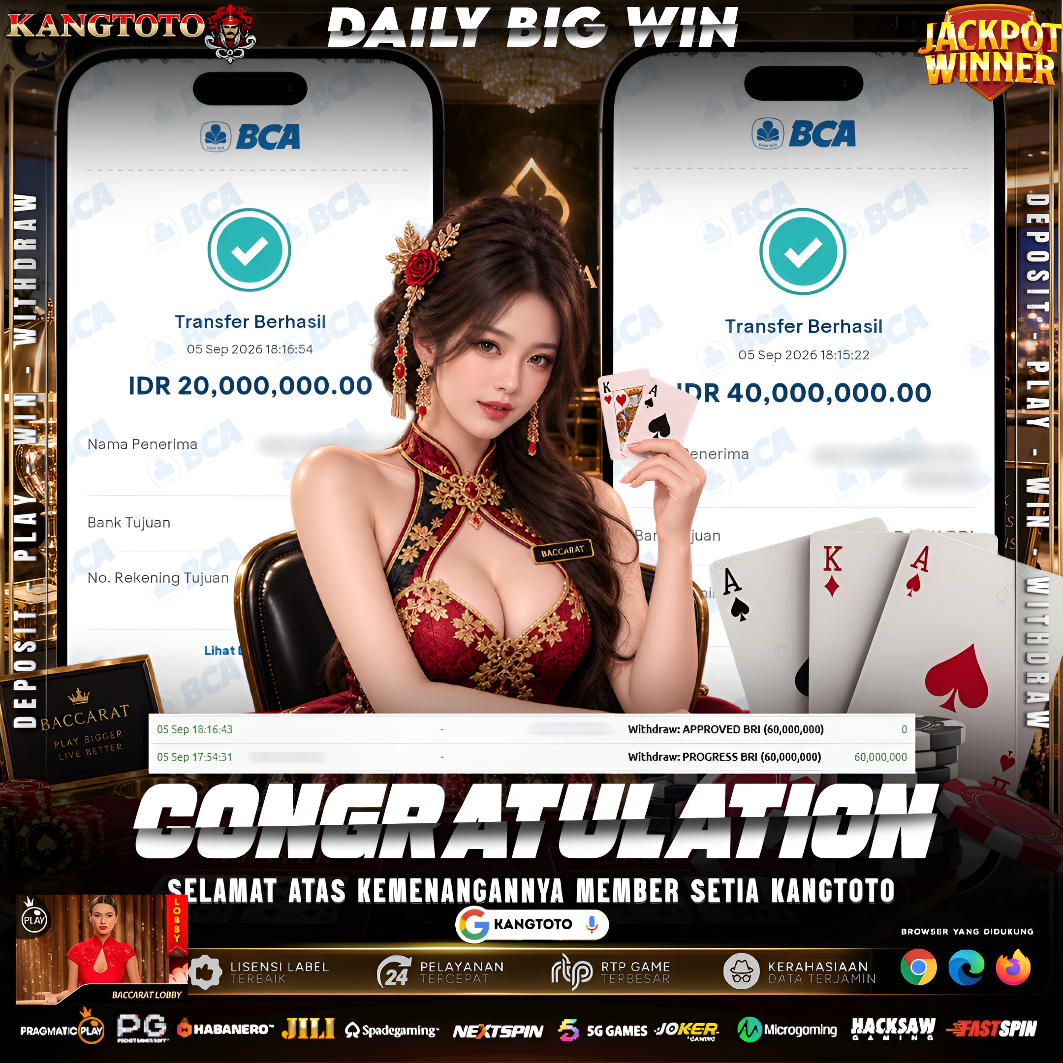 LIVE CASINO BACCARAT PANEN MAXWIN! TOTAL WITHDRAW RP 60.000.000 LUNAS DI KANGTOTO!