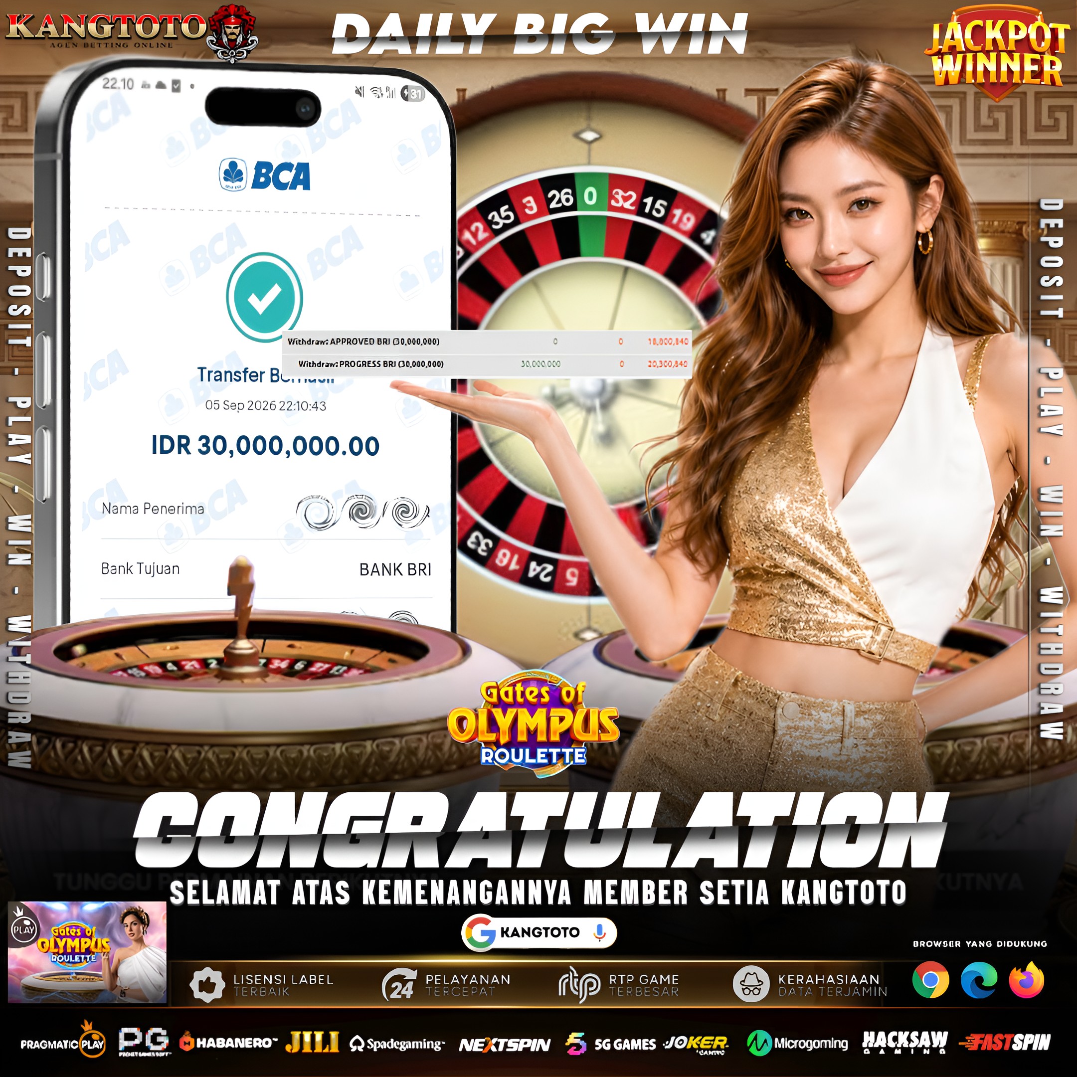 🏛️ DAILY BIG WIN! PENARIKAN LUNAS DARI GATES OF OLYMPUS ROULETTE! Rp 30.000.000 🏛️