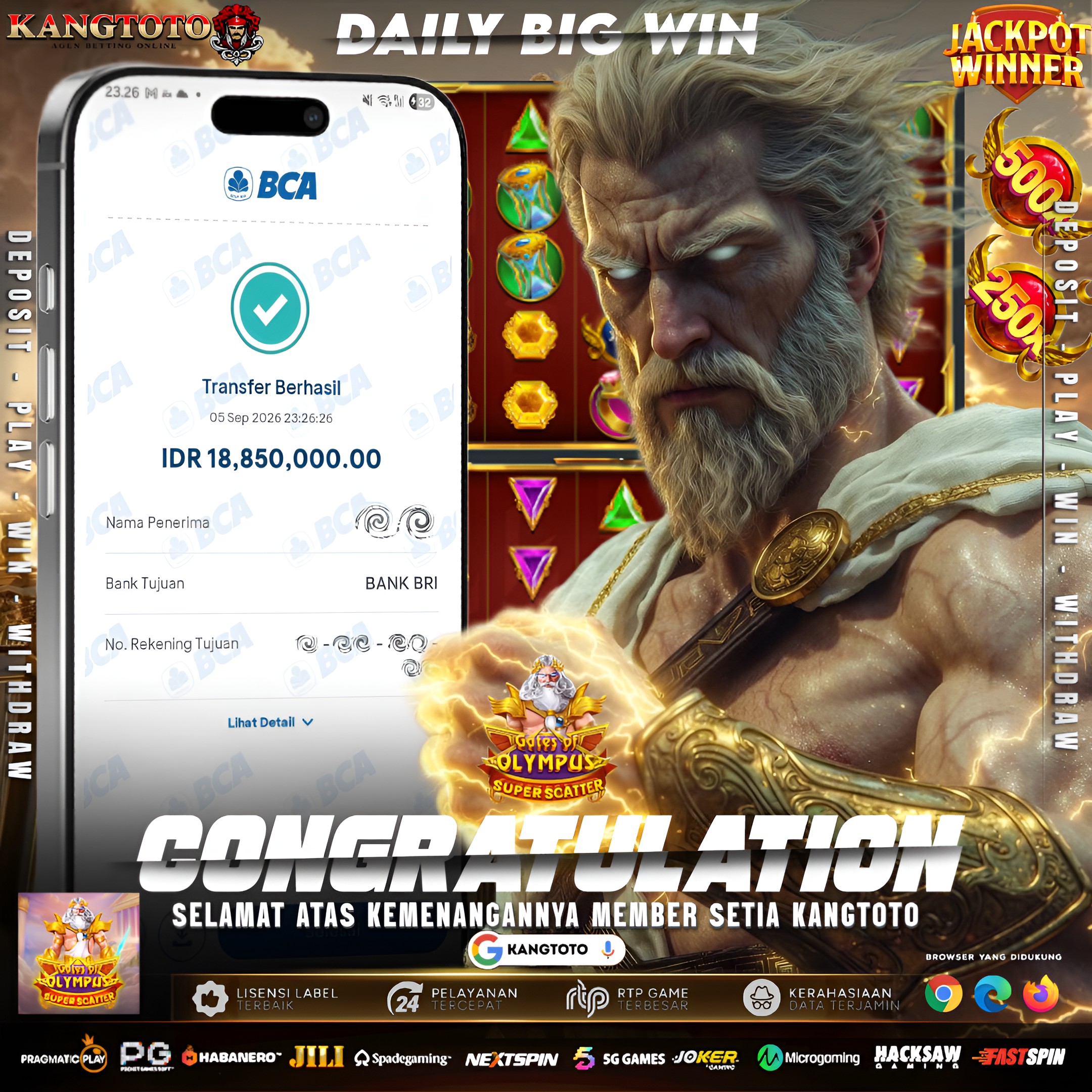 ⚡ PETIR SUPER SCATTER KAKEK ZEUS MELEDAK HINGGA 500X! Rp 18.850.000⚡