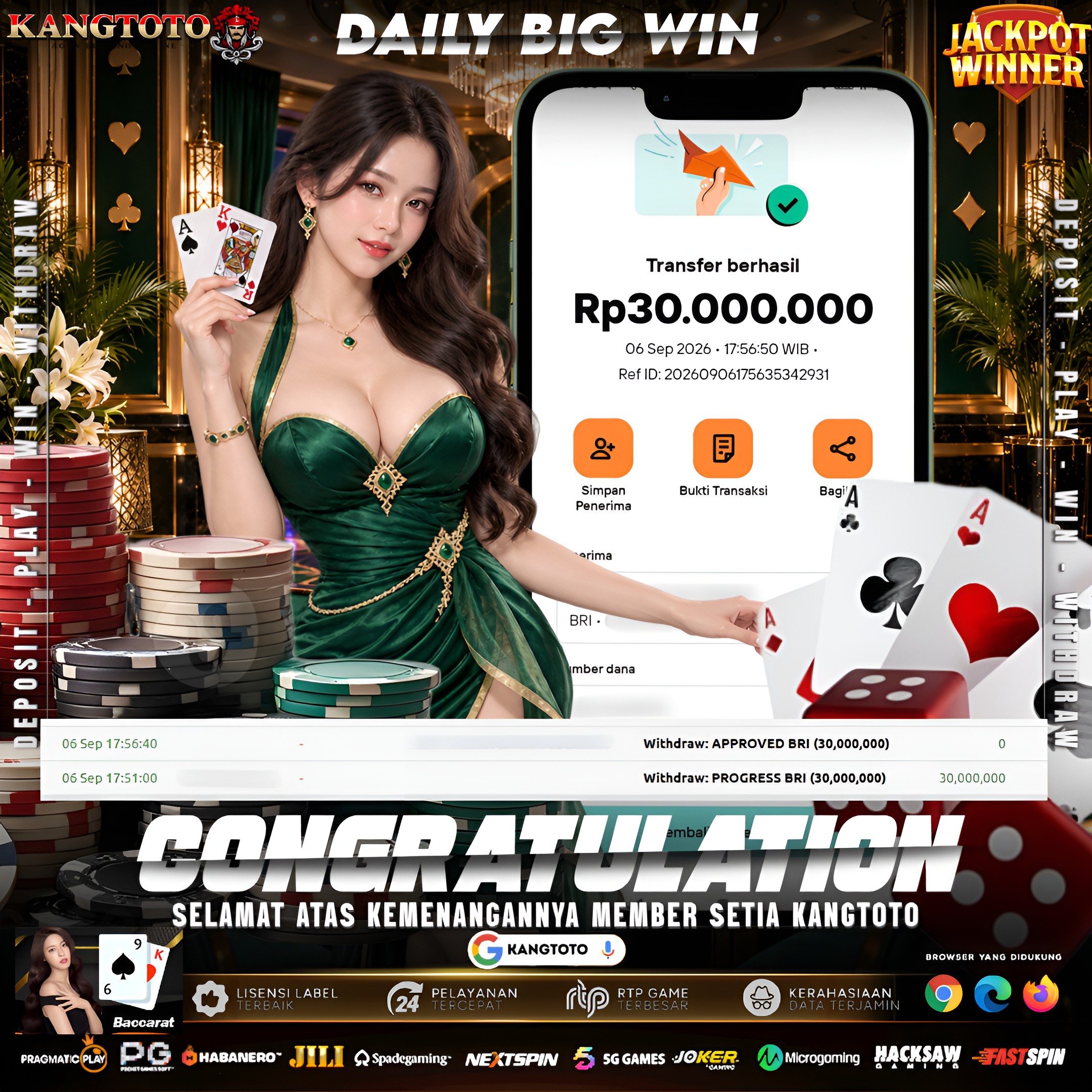 MEJA BACCARAT GACOR PARAH! TOTAL WITHDRAW RP 30.000.000 LUNAS DI KANGTOTO!