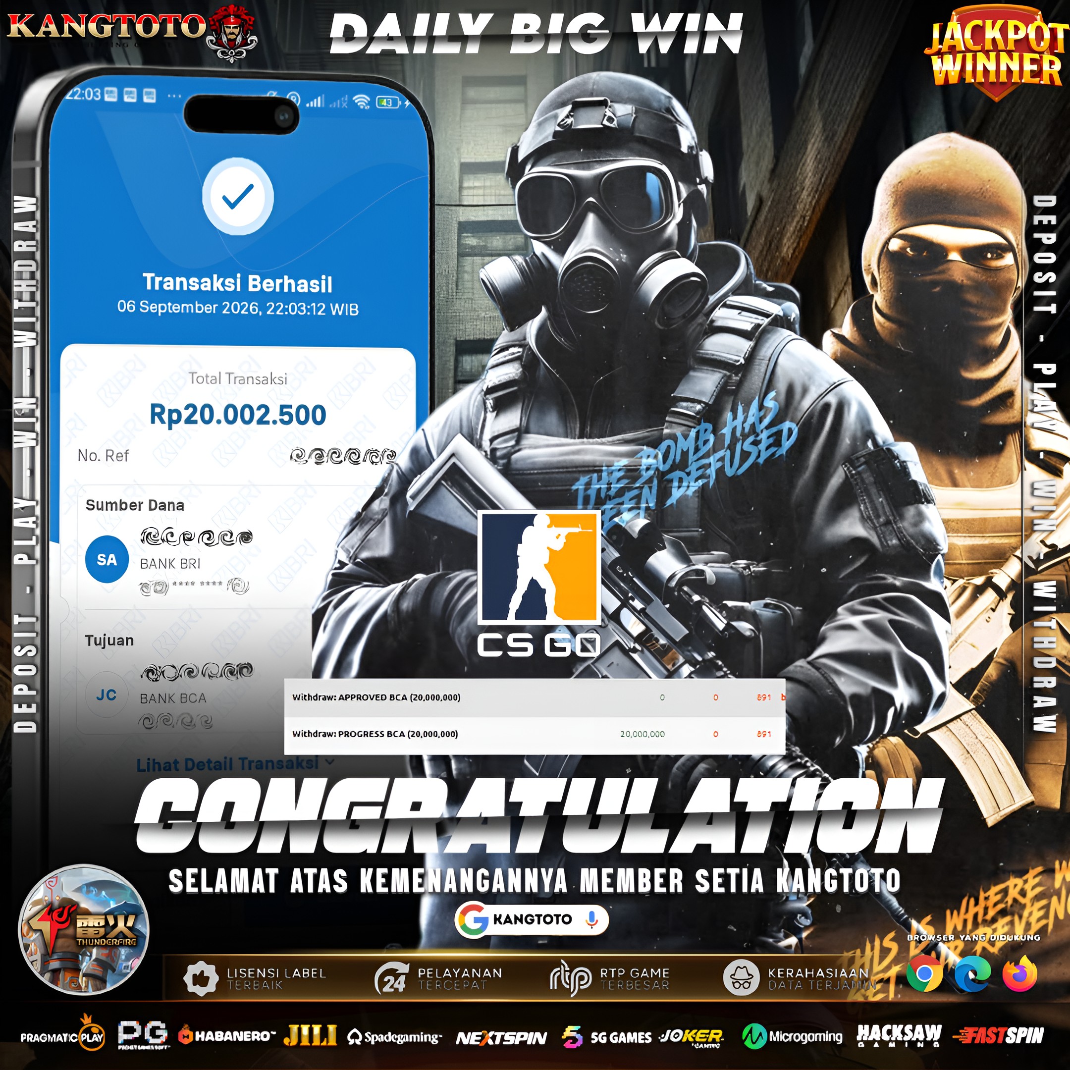 💥 DAILY BIG WIN! PENARIKAN LUNAS DARI GAME E-SPORTS / CS:GO! Rp 20.002.500 💥