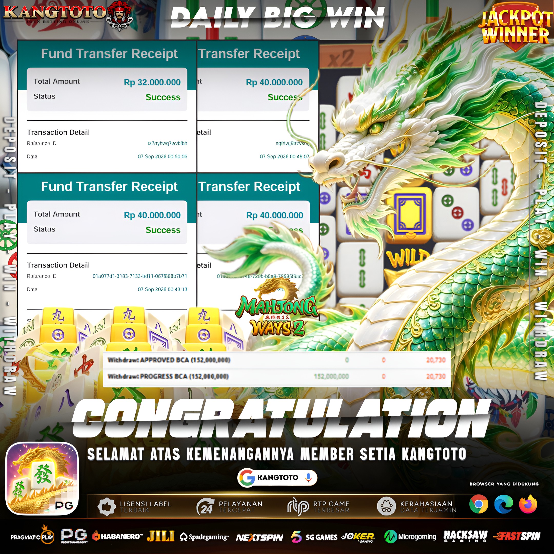 💎 DAILY BIG WIN MAHJONG WAYS 2! PENARIKAN SUPER JUMBO 152.000.000 LUNAS! 💎