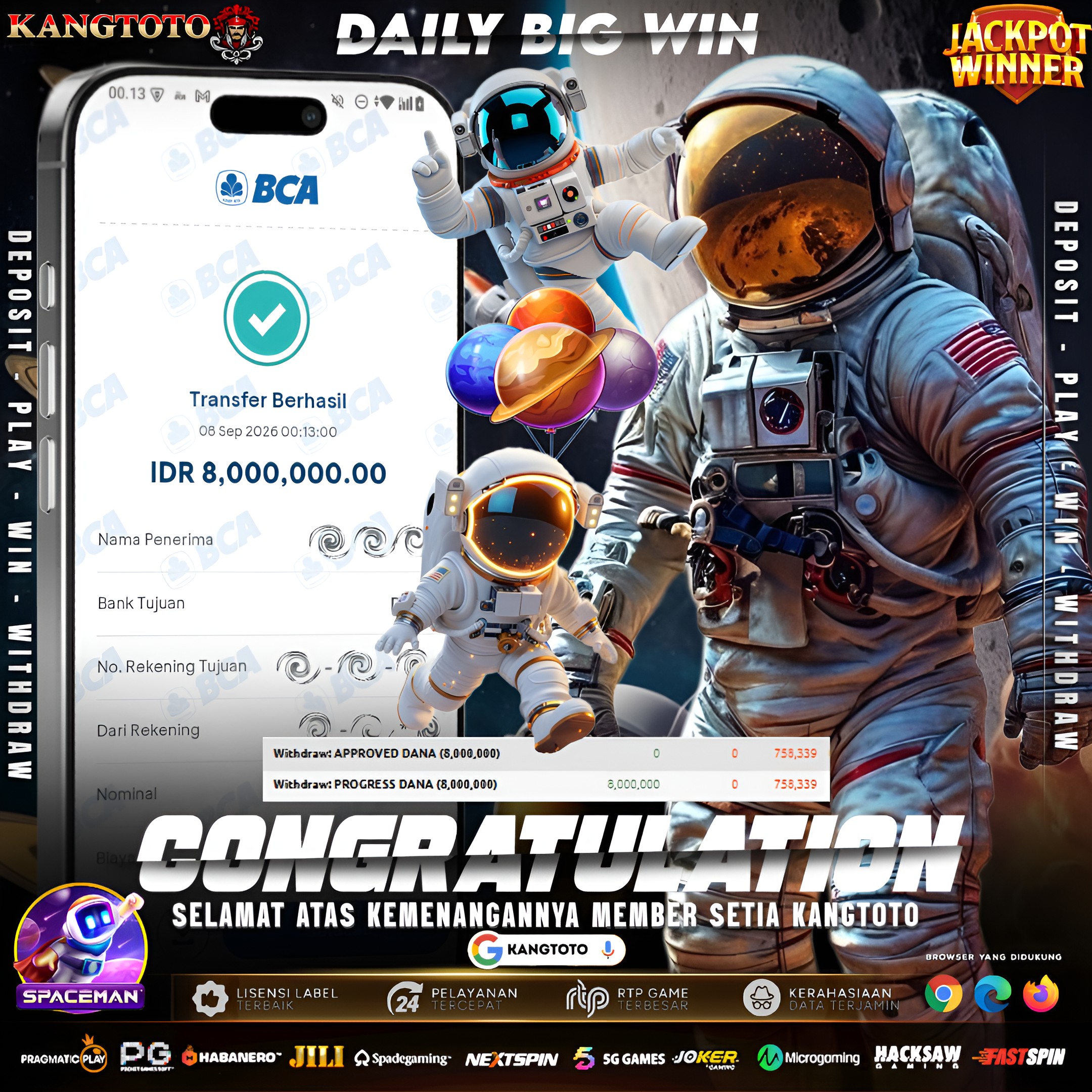 👨‍🚀 SPACEMAN TERBANG HIGH TO THE MOON!Rp 8.000.000 CAIR LUNAS! 👨‍🚀