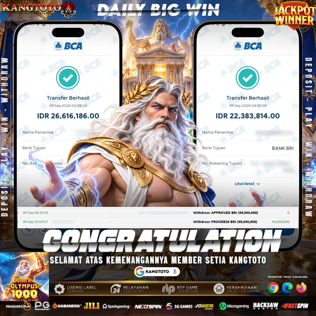 SAMBARAN PETIR KAKEK ZEUS MEMBARA! TOTAL WITHDRAW RP 49.000.000 LUNAS DI KANGTOTO!