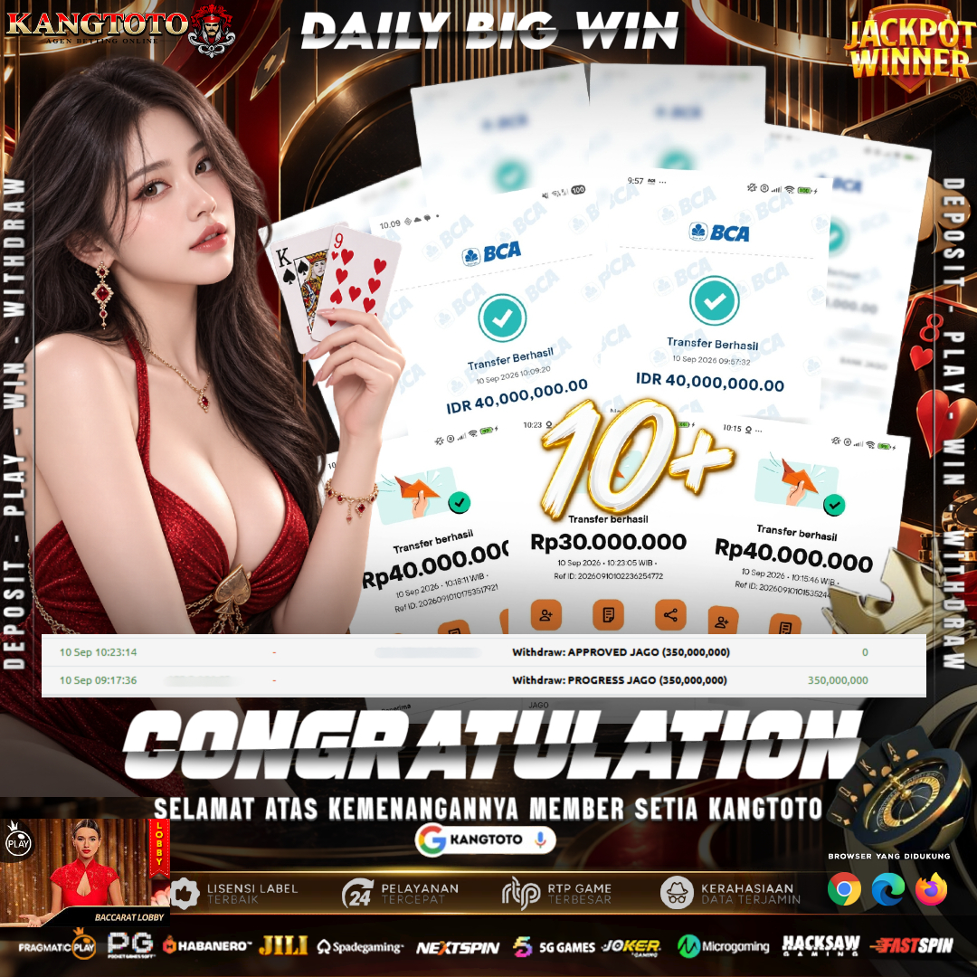 MEGACASH OUT 350 JUTA RUPIAH! LIVE CASINO BACCARAT!BUKTI NYATA KANGTOTO PASTI DIBAYAR TUNTAS!