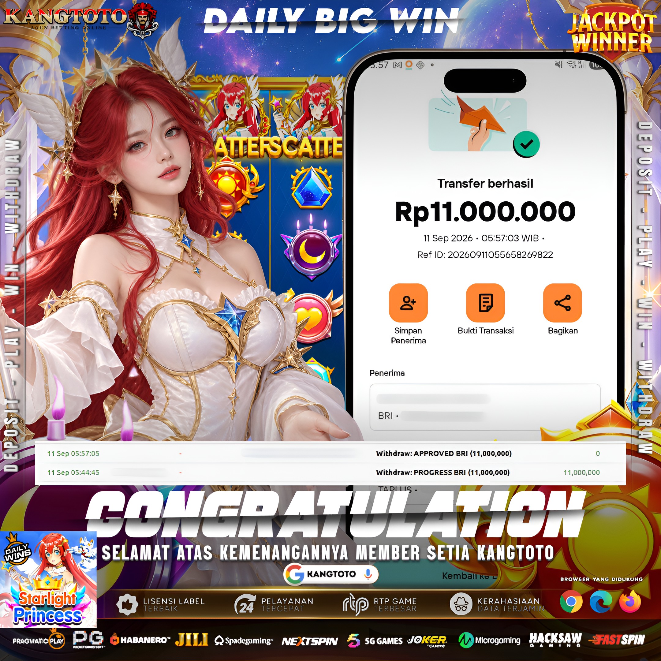SIHIR PRINCESS CAIRKAN CUAN! WITHDRAW RP 11.000.000 LUNAS DI KANGTOTO!