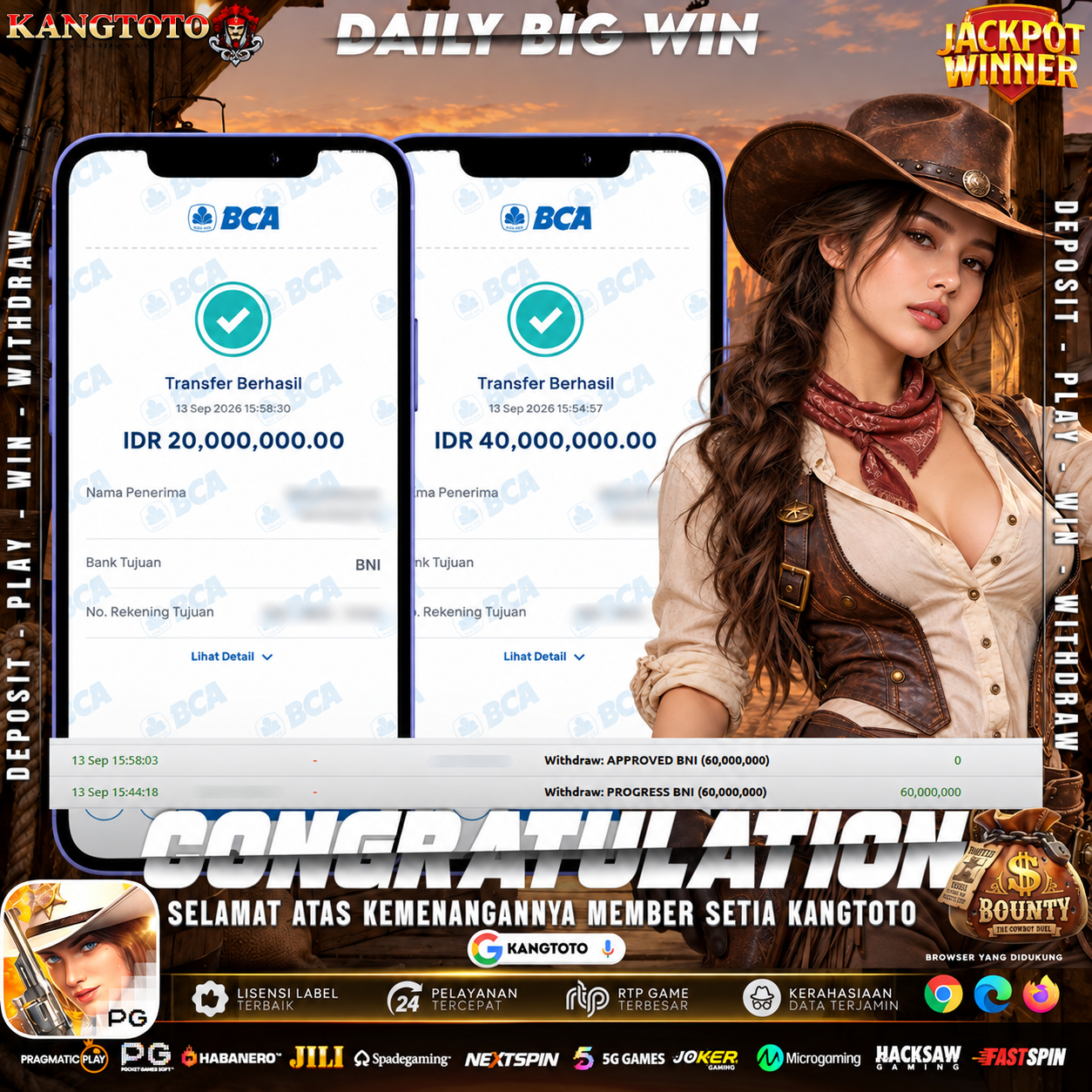 DUELE KOBOI WILD BOUNTY DUEL PANEN MAXWIN! WITHDRAW RP 60.000.000 LUNAS DI KANGTOTO!