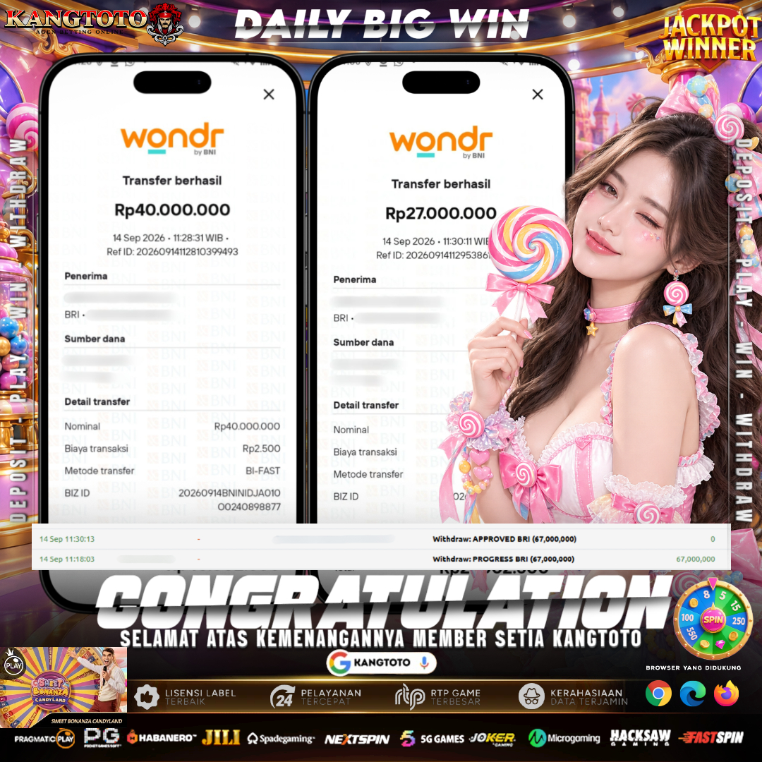 SENSASI MANIS SWEET BONANZA CANDYLAND! WITHDRAW RP 67.000.000 LUNAS DI KANGTOTO !