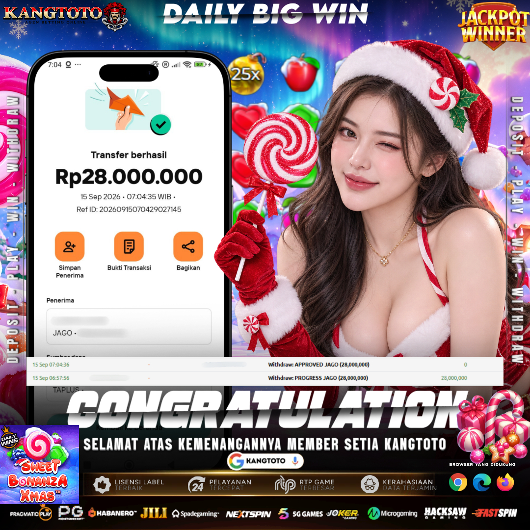 HUJAN PERMEN MANIS SWEET BONANZA XMAS! WITHDRAW RP 28.000.000 LUNAS DI KANGTOTO!