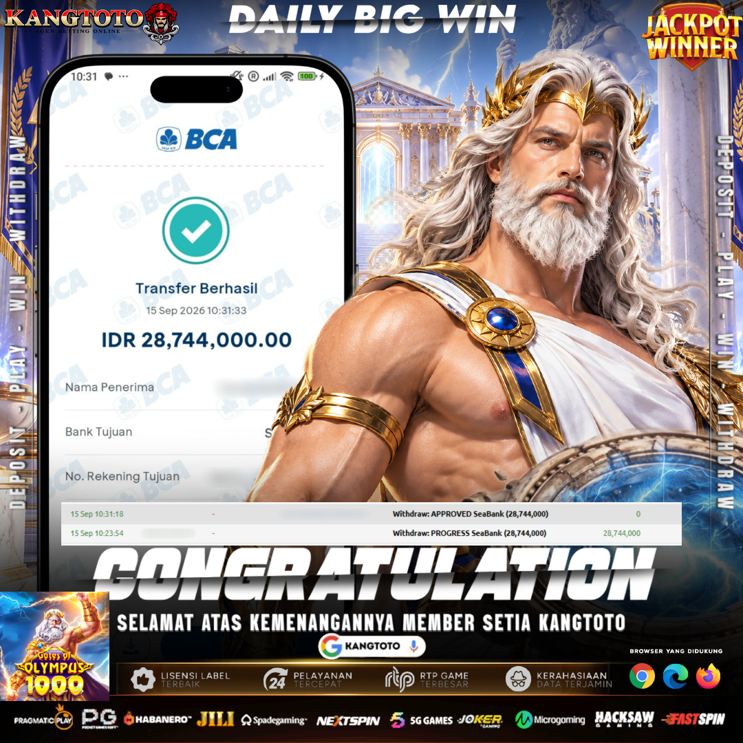 SAMBARAN PETIR ZEUS 1000 PECAH! WITHDRAW RP 28.744.000 LUNAS DI KANGTOTO!