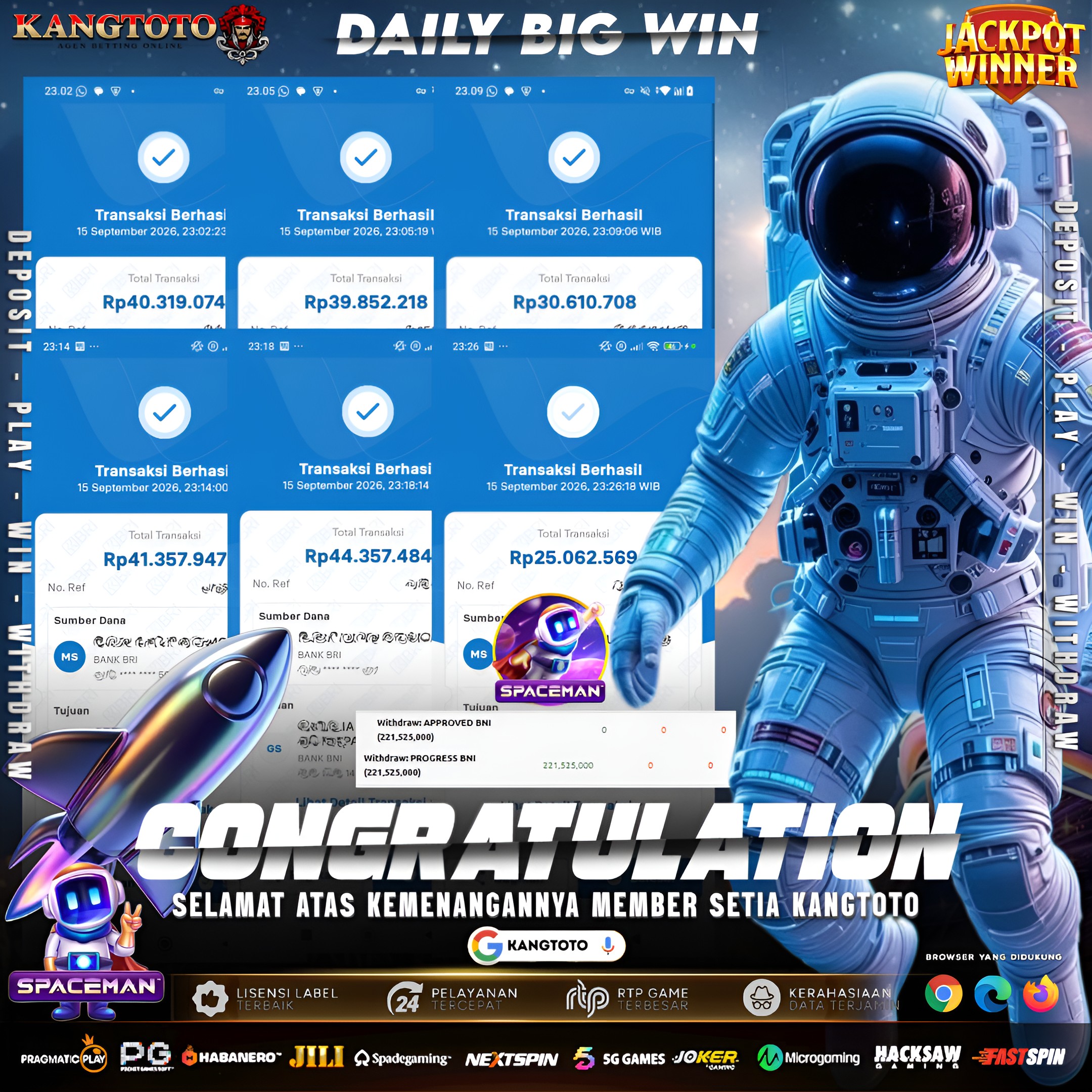 🚀 SPACEMAN MENDARAT DI BULAN! BIG WIN Rp 221.525.000 DI KANGTOTO! 🚀