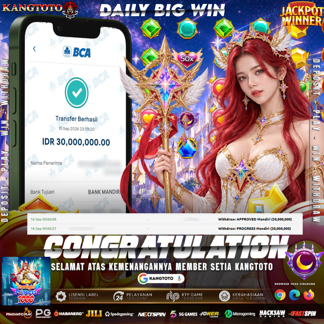 TONGKAT SAKTI STARLIGHT PRINCESS 1000 PECAH! WITHDRAW RP 30.000.000 LUNAS DI KANGTOTO!