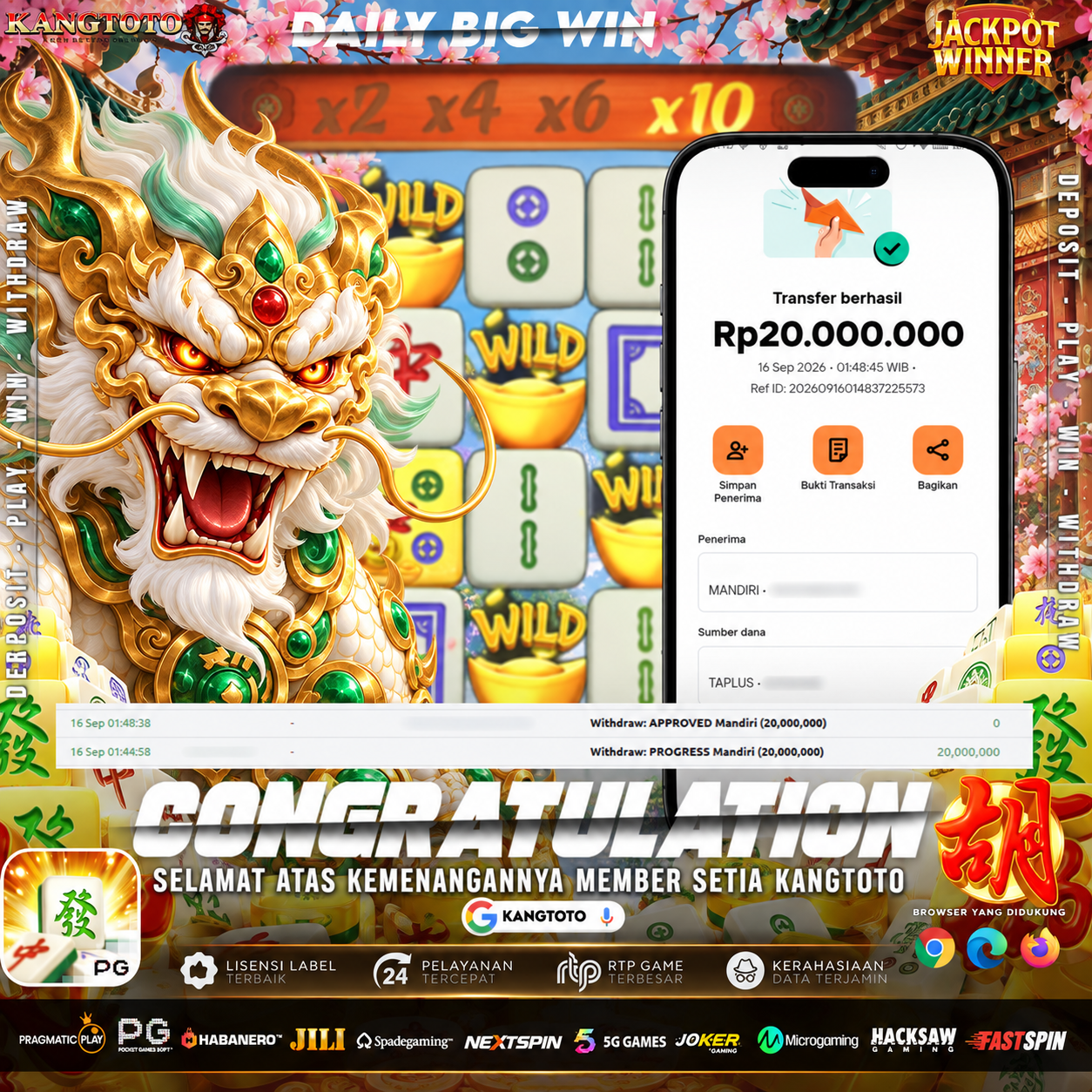 NAGA NAIK KELAS MAHJONG WAYS PECAH! WITHDRAW RP 20.000.000 LUNAS DI KANGTOTO!