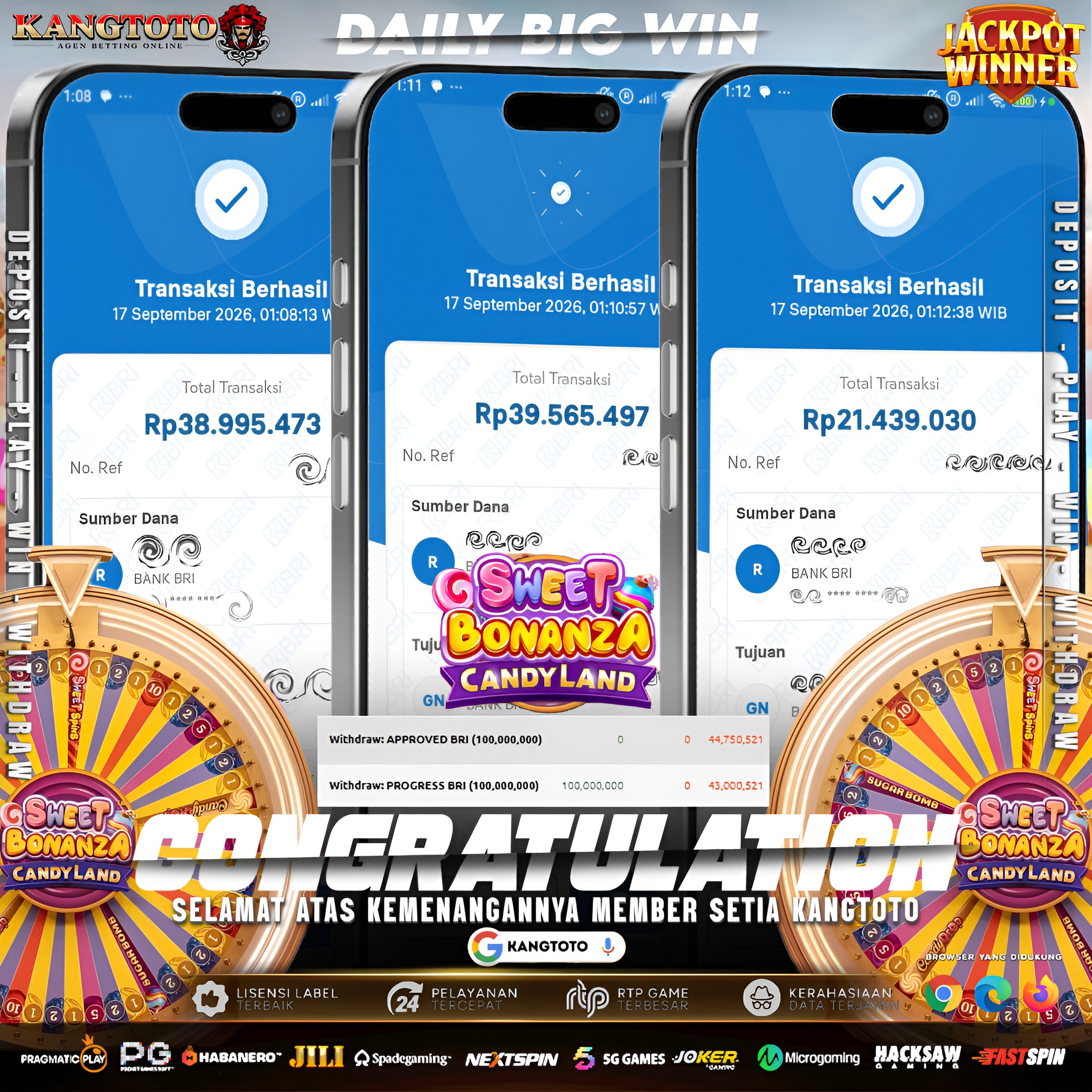 🍭 SWEET BONANZA CANDYLAND MELEDAK! MAXWIN Rp 100.000.000 DI KANGTOTO! 🍭