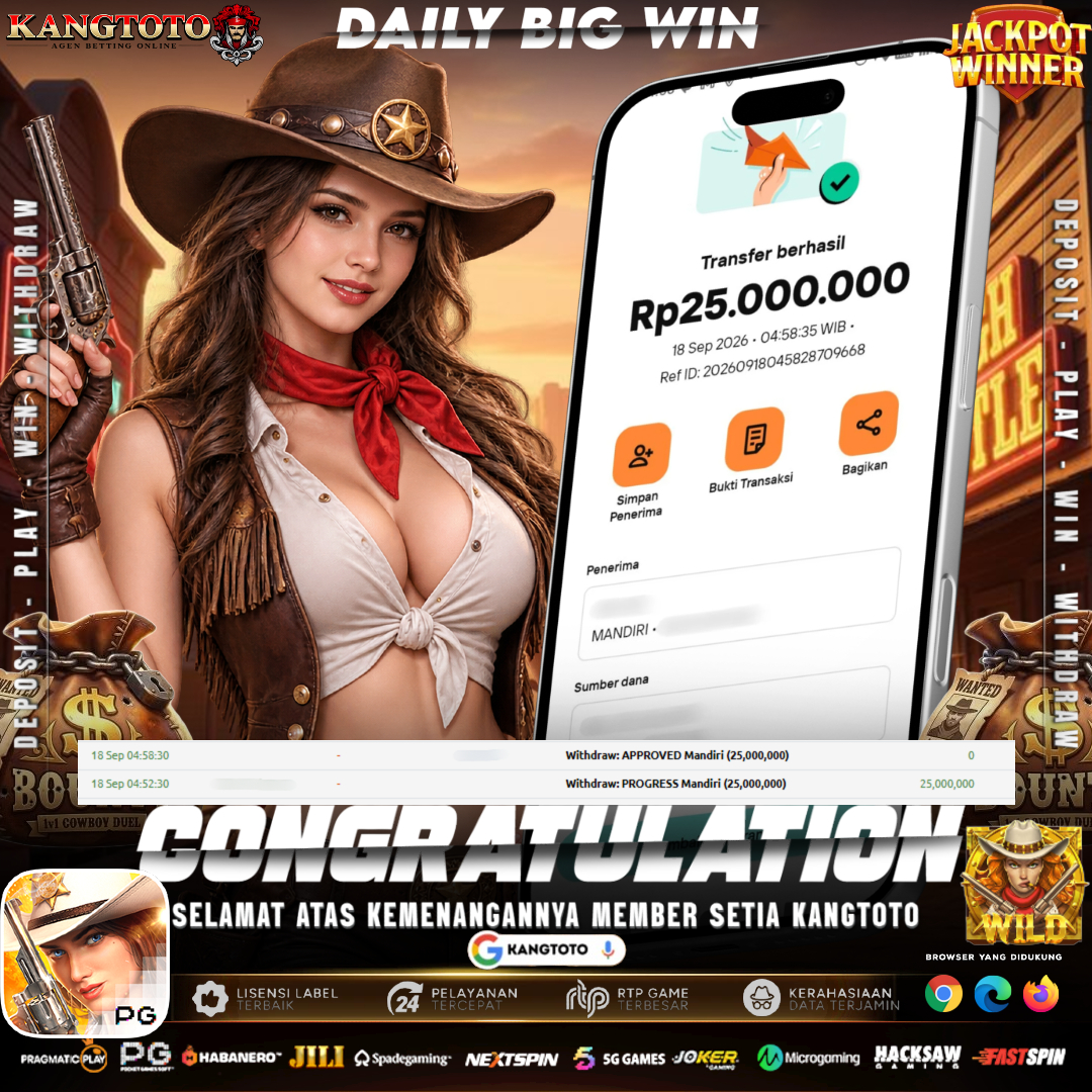 ACTION BANDIT WILD BOUNTY BANDITO PECAH JACKPOT! WITHDRAW RP 25.000.000 LUNAS DI KANGTOTO!