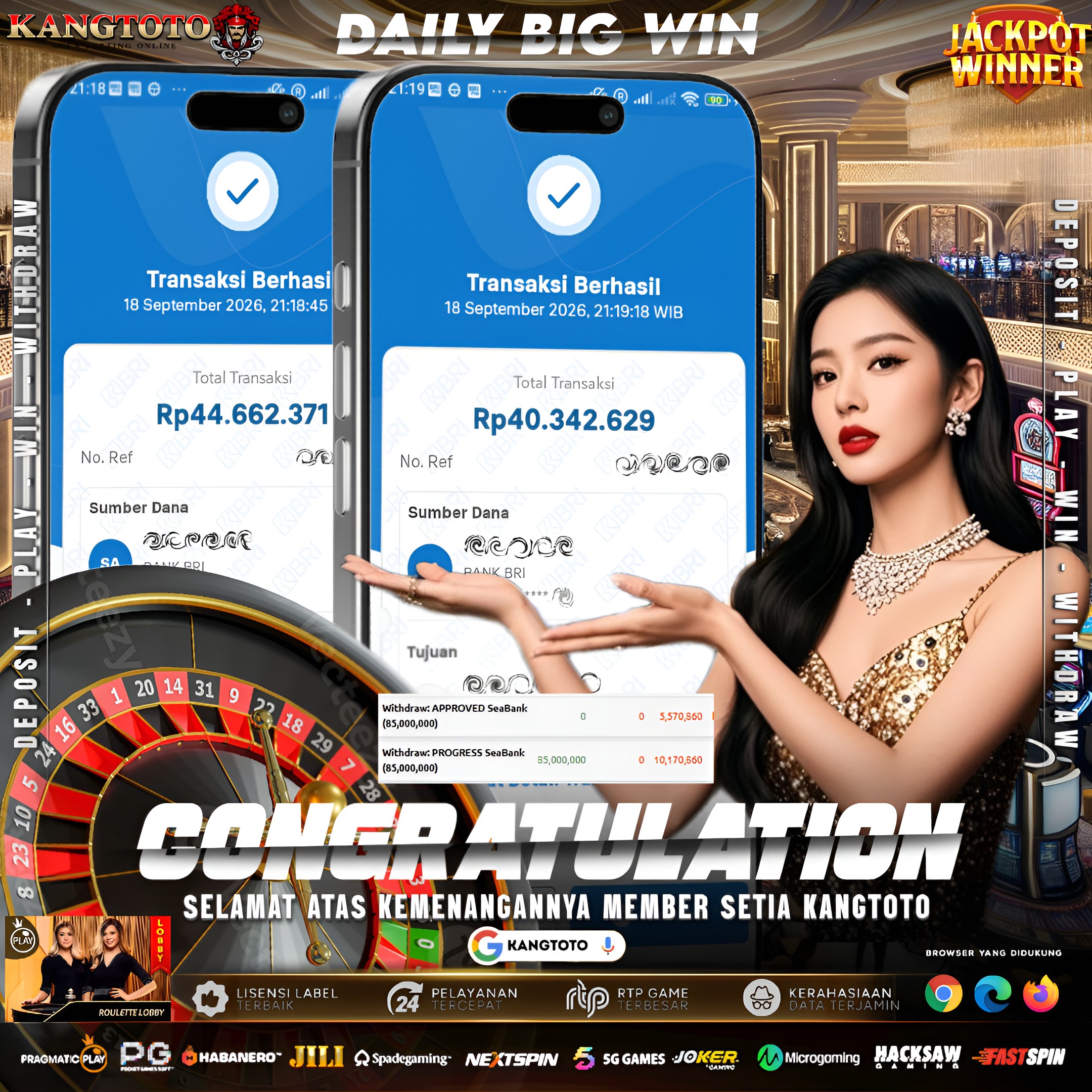 🎡 BIG WIN ROULETTE MELEDAK! PANEN Rp 85.000.000 DI KANGTOTO!