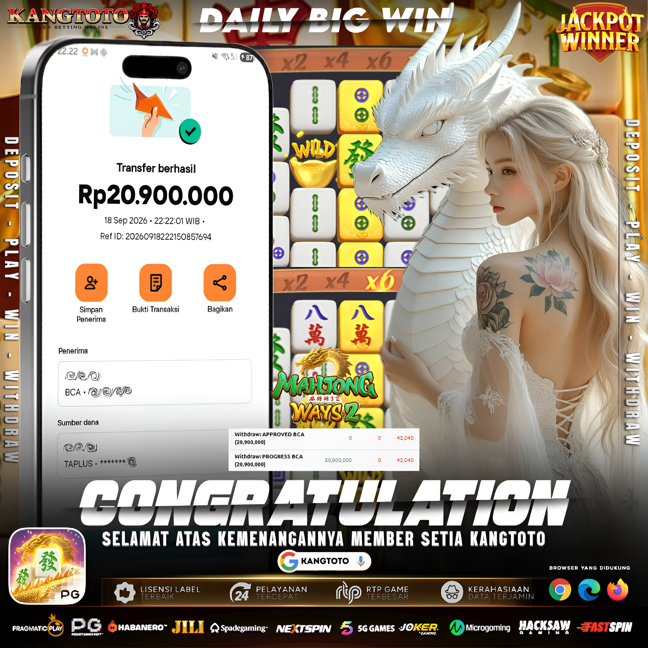 🐉 NAGA NAGA MAHJONG WAYS 2 MELEDAK Rp 20.000.000 DI KANGTOTO!🐉