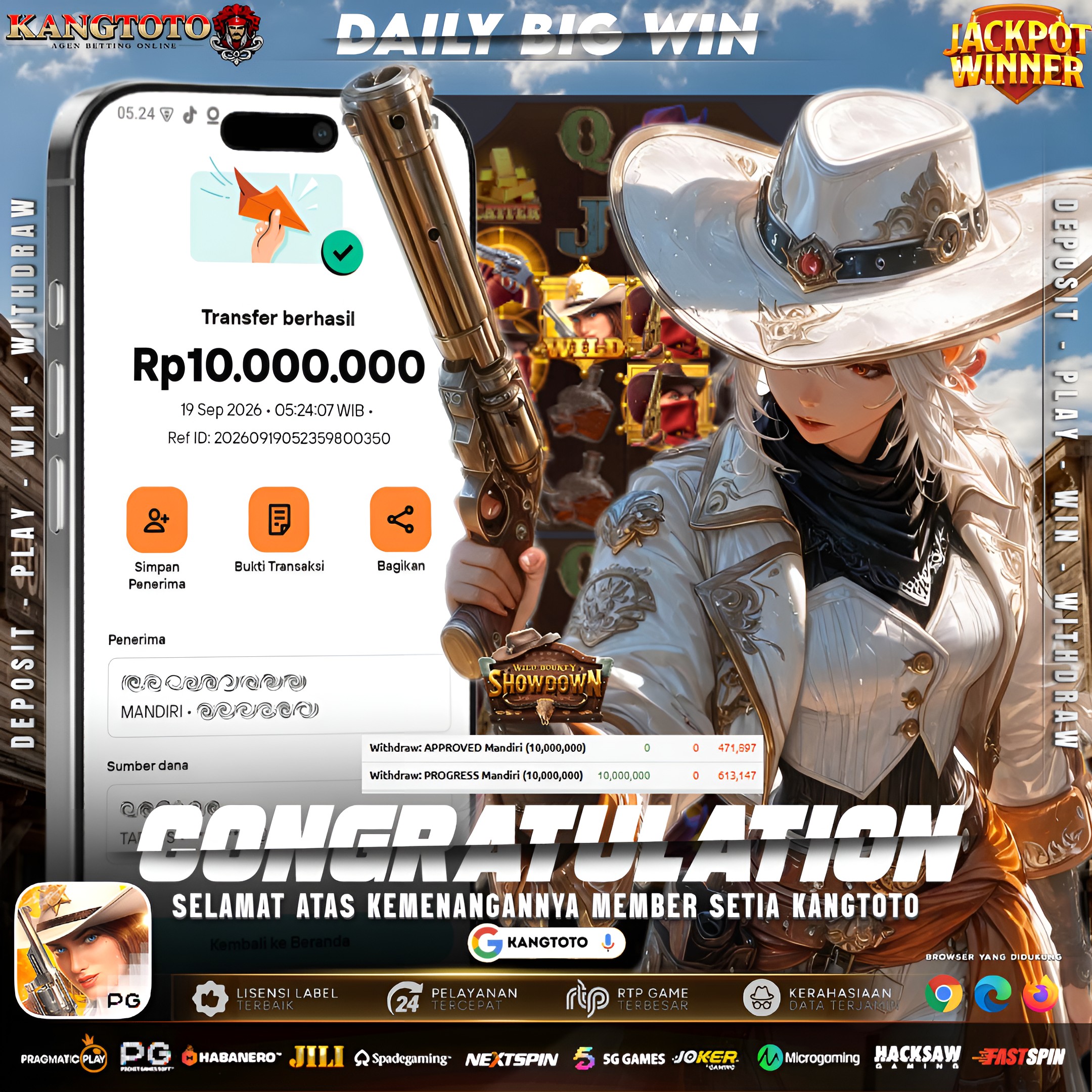 🤠 TEMBAKAN JACKPOT WILD BOUNTY SHOWDOWN PECAH 10.000.000 DI KANGTOTO!🤠