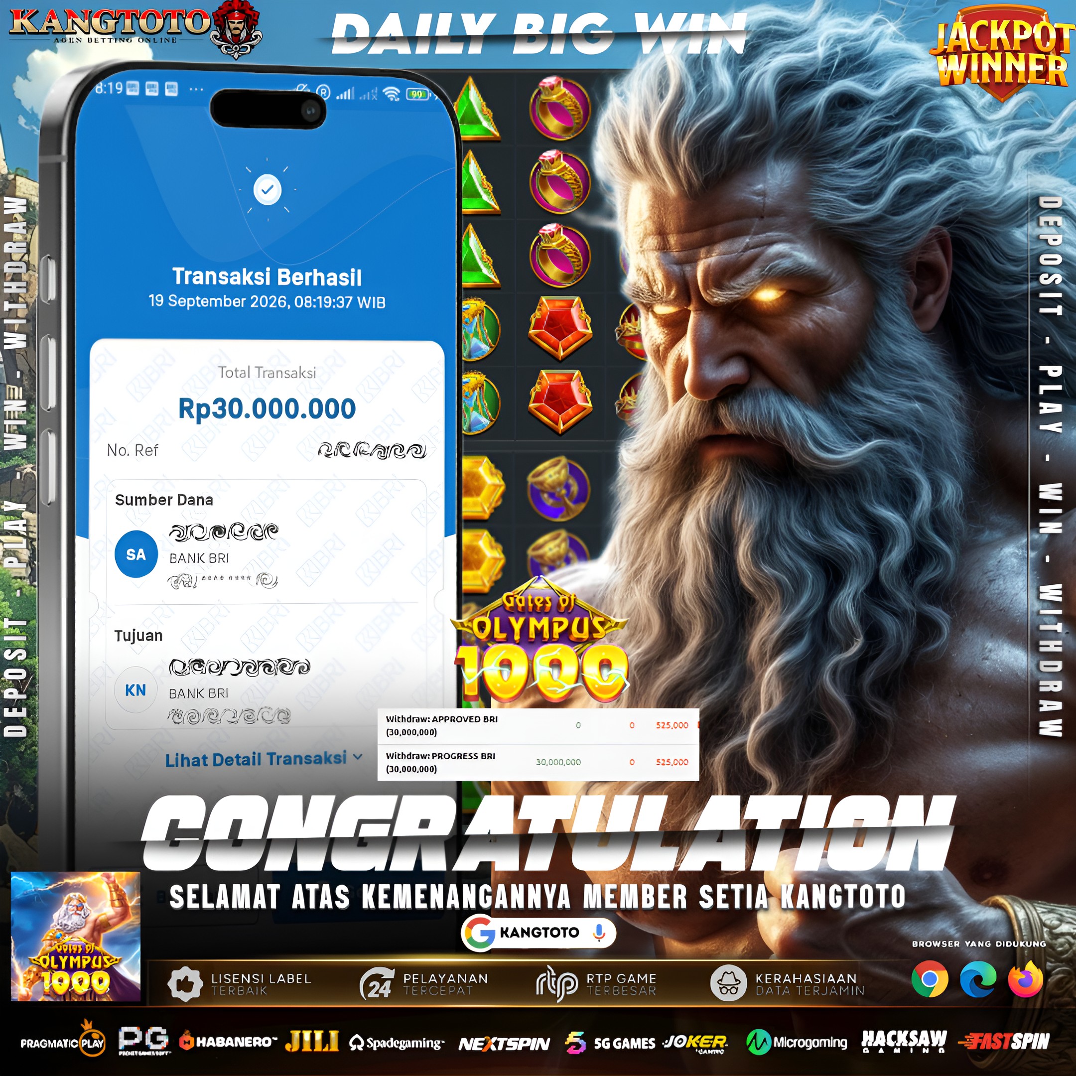 PETIR ZEUS 1000 MELEDAK Rp 30.000.000  DI KANGTOTO!